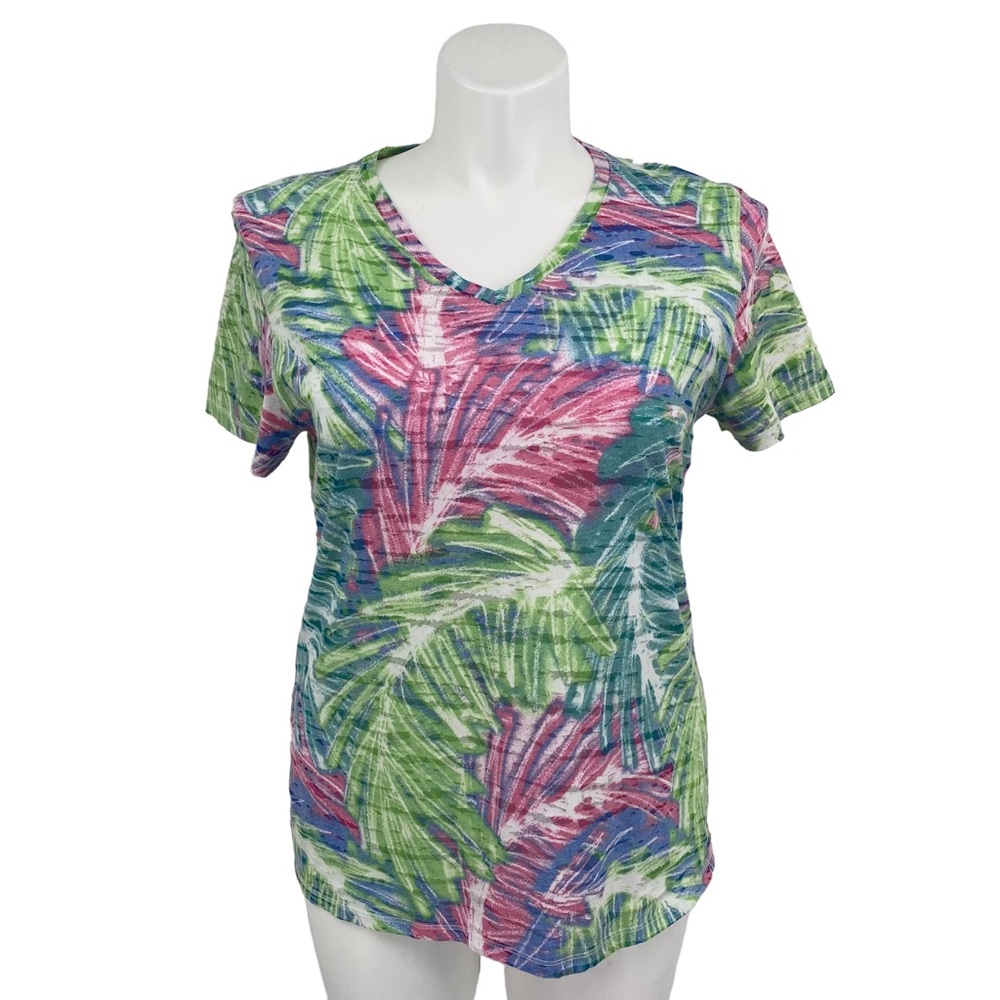 Reel Legends Colorful Palm Burnout V-neck Tee XL - Picture 1 of 9